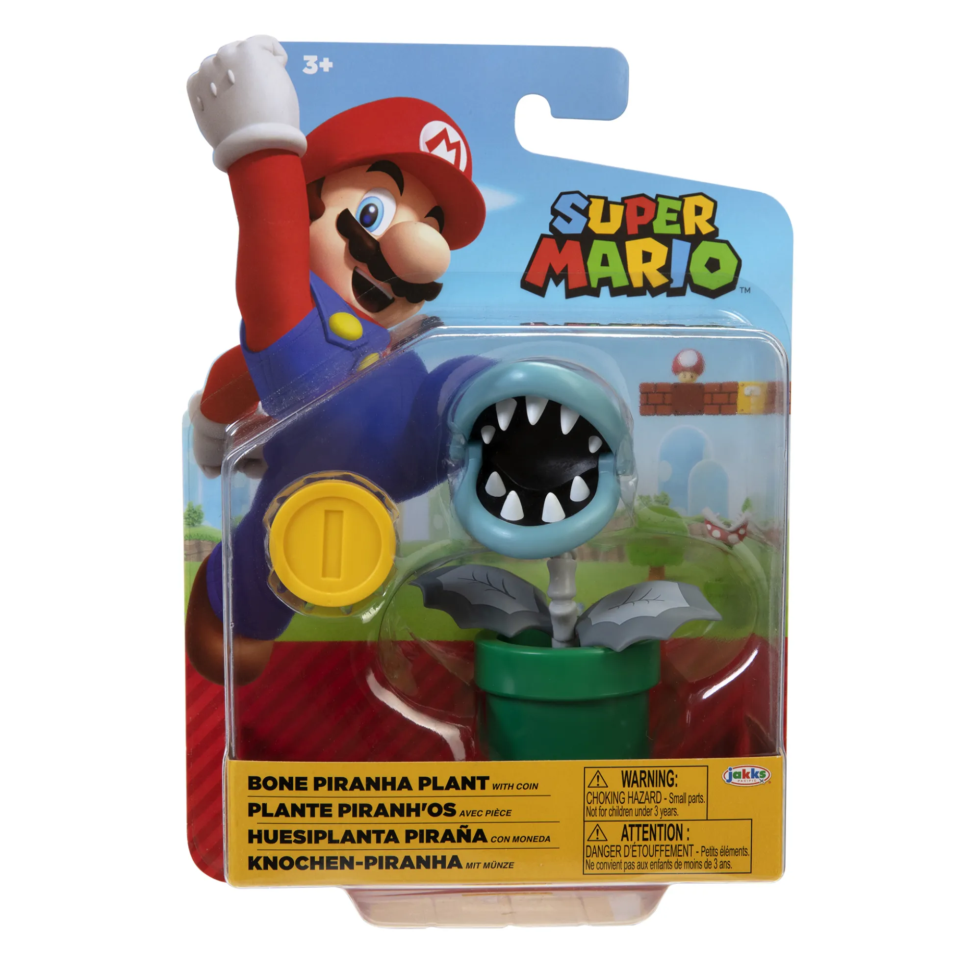 Bone Piranha Plant With Coin 4-Inch Articulated Figure