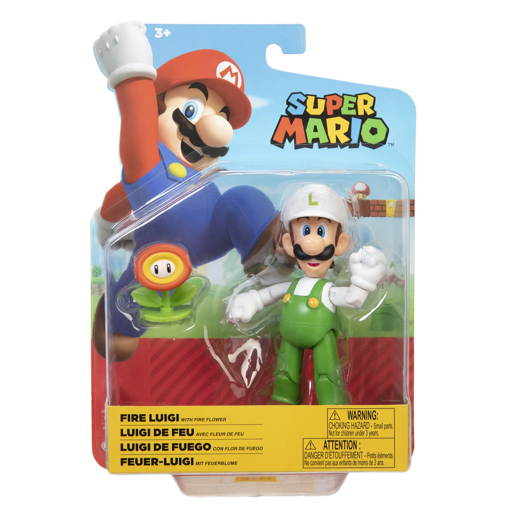 Fire Luigi With Fire Flower 4-Inch Articulated Figure