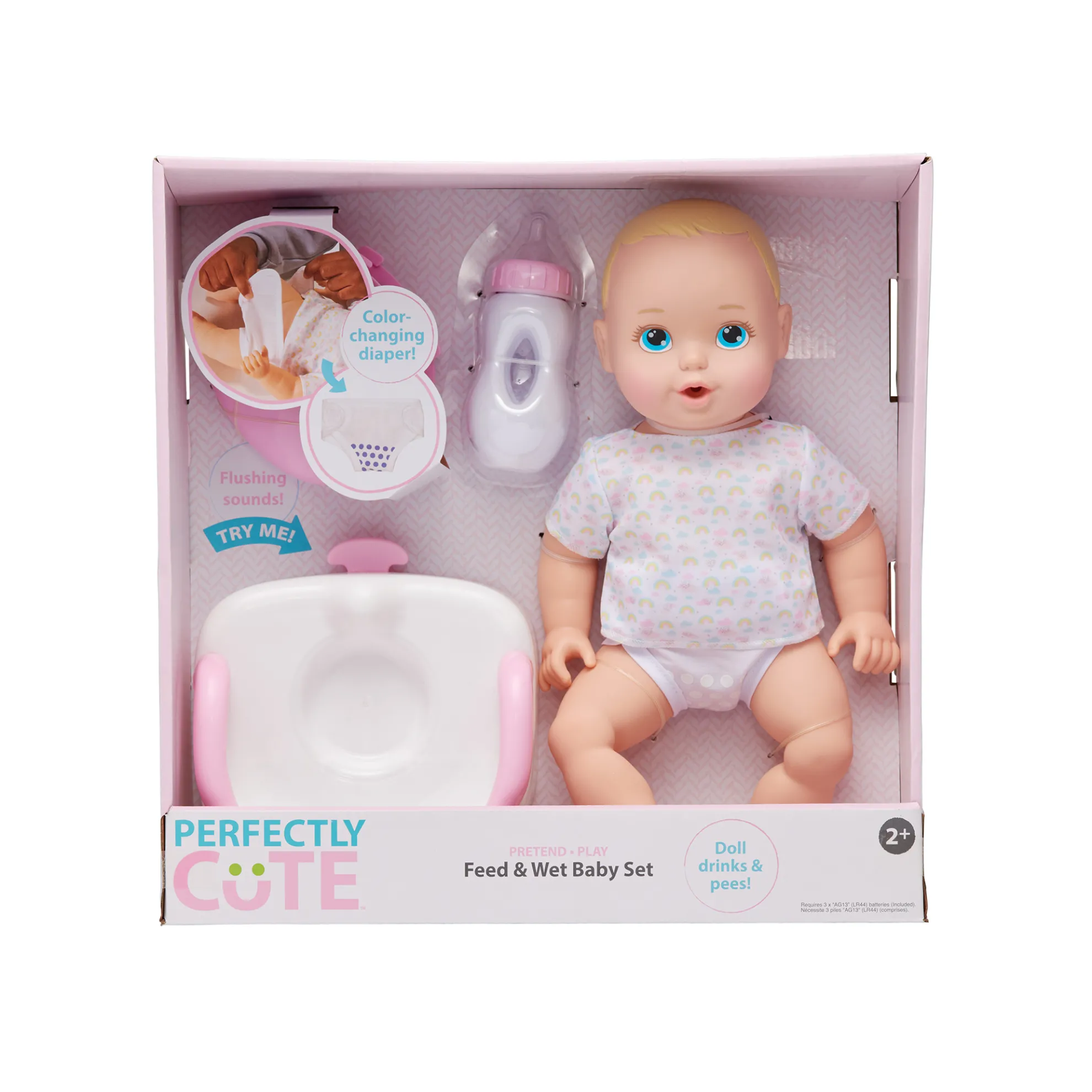 14-Inch Feed & Wet Blonde Hair/Blue Eyes Baby Doll