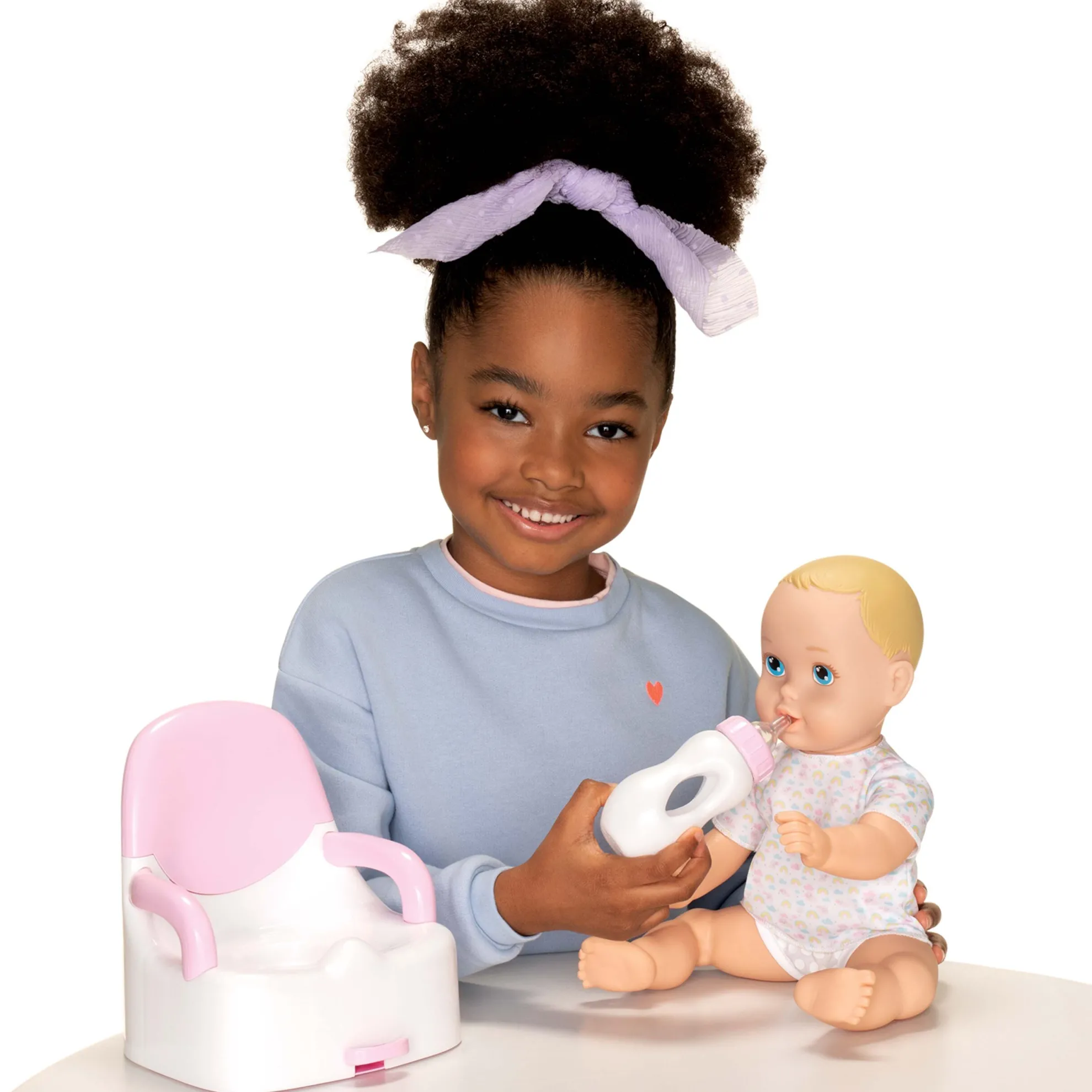 14-Inch Feed & Wet Blonde Hair/Blue Eyes Baby Doll