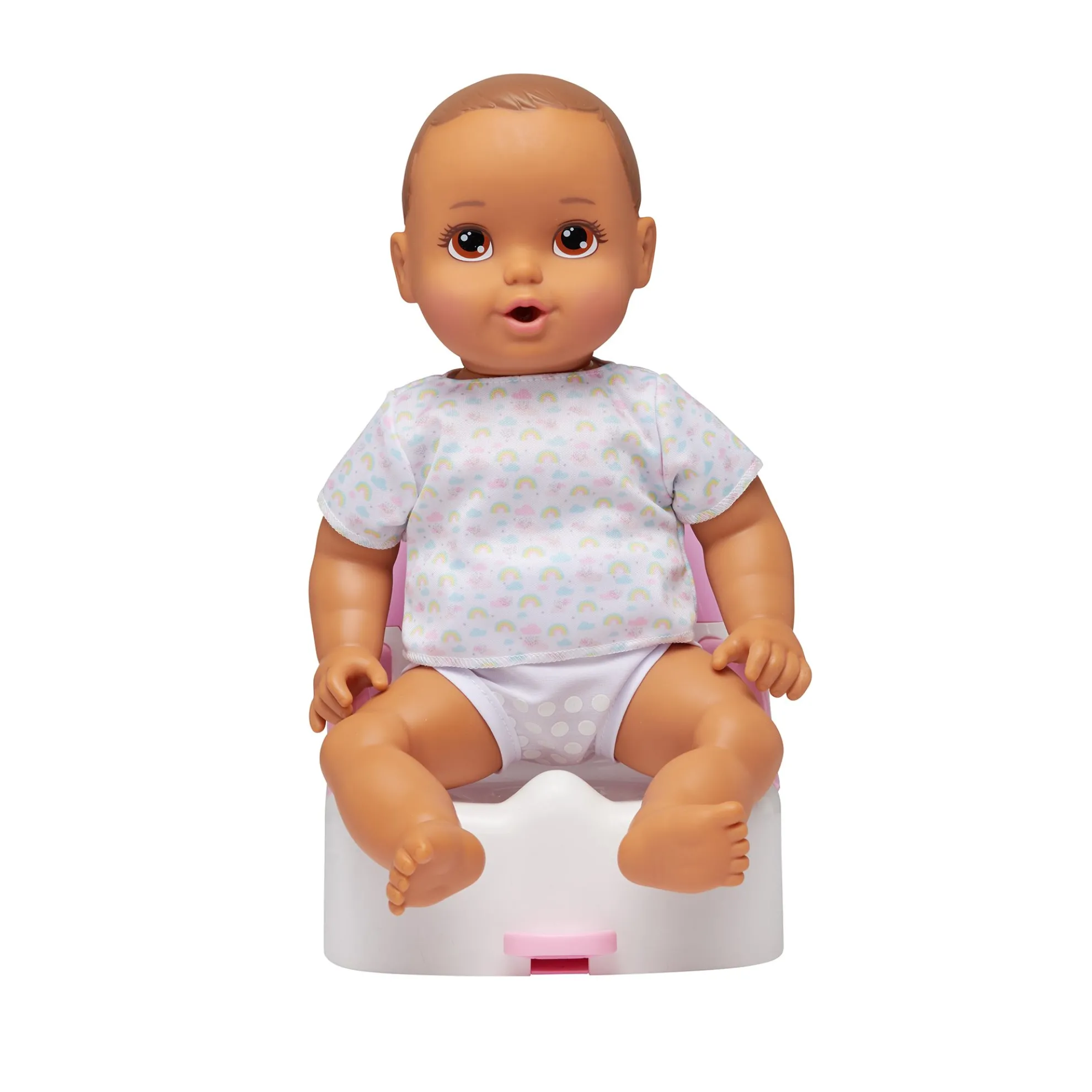 14-Inch Feed & Wet Brunette Hair/Brown Eyes Baby Doll