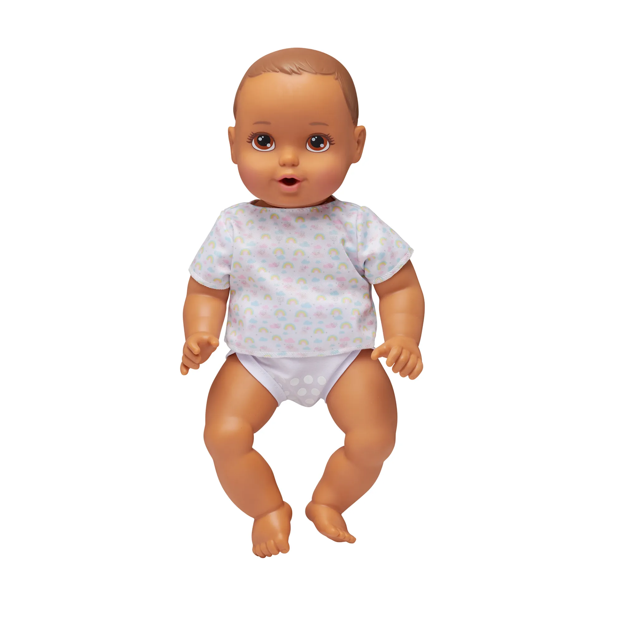 14-Inch Feed & Wet Brunette Hair/Brown Eyes Baby Doll