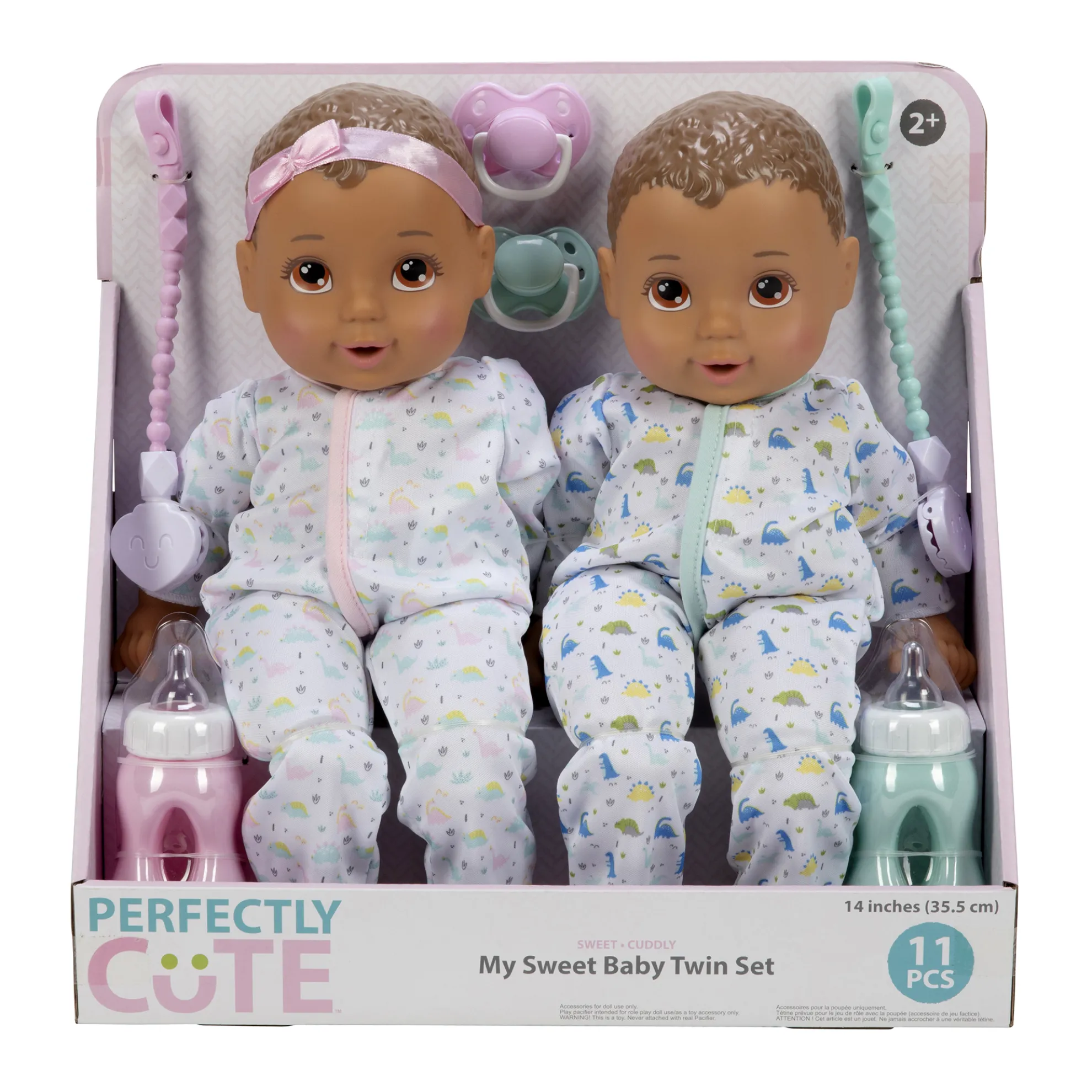 14-Inch My Sweet Baby Twins Twin B/G Dolls Brunette With Brown Eyes