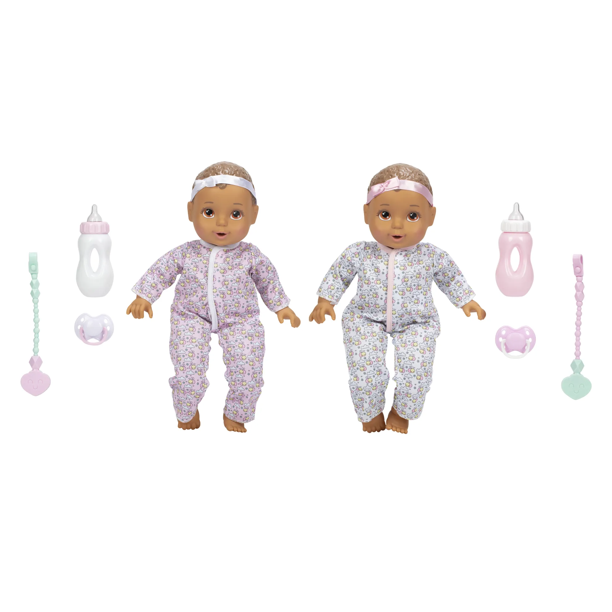 14-Inch My Sweet Baby Twins Twin Girl Dolls Brunette With Brown Eyes
