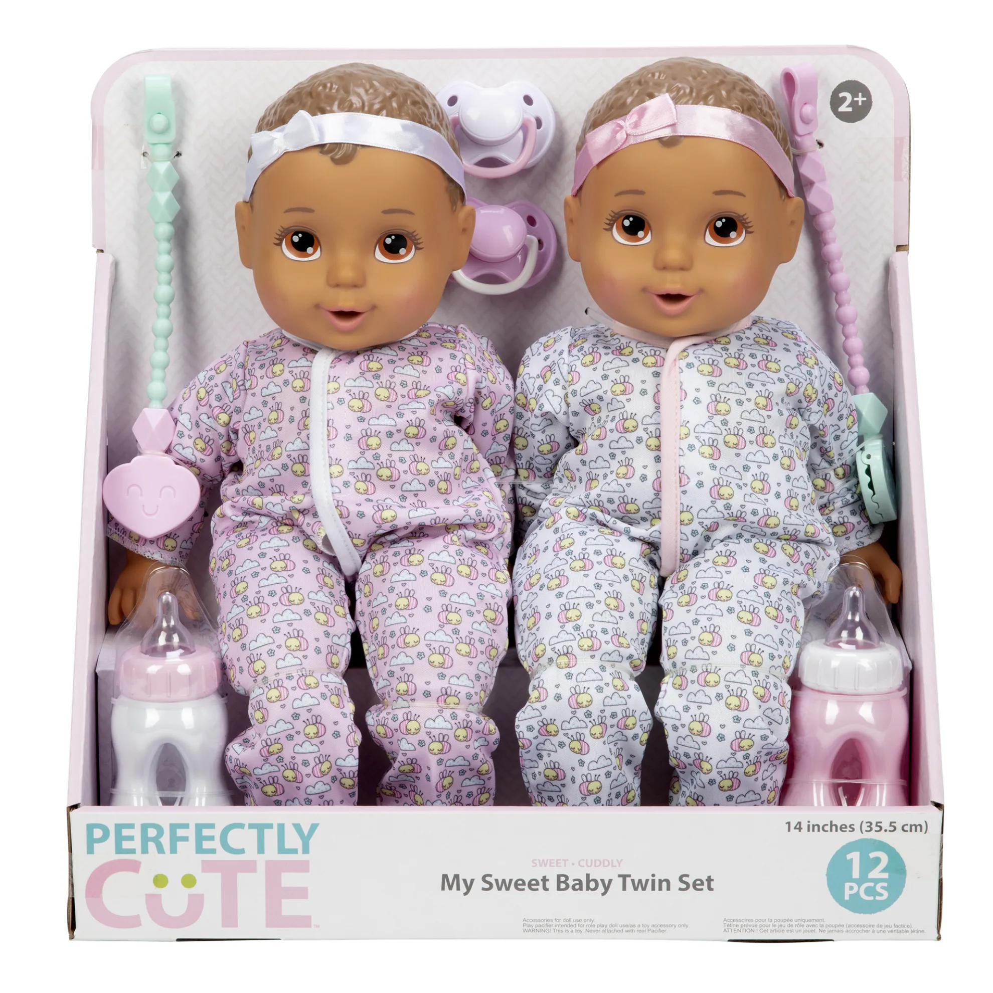 14-Inch My Sweet Baby Twins Twin Girl Dolls Brunette With Brown Eyes