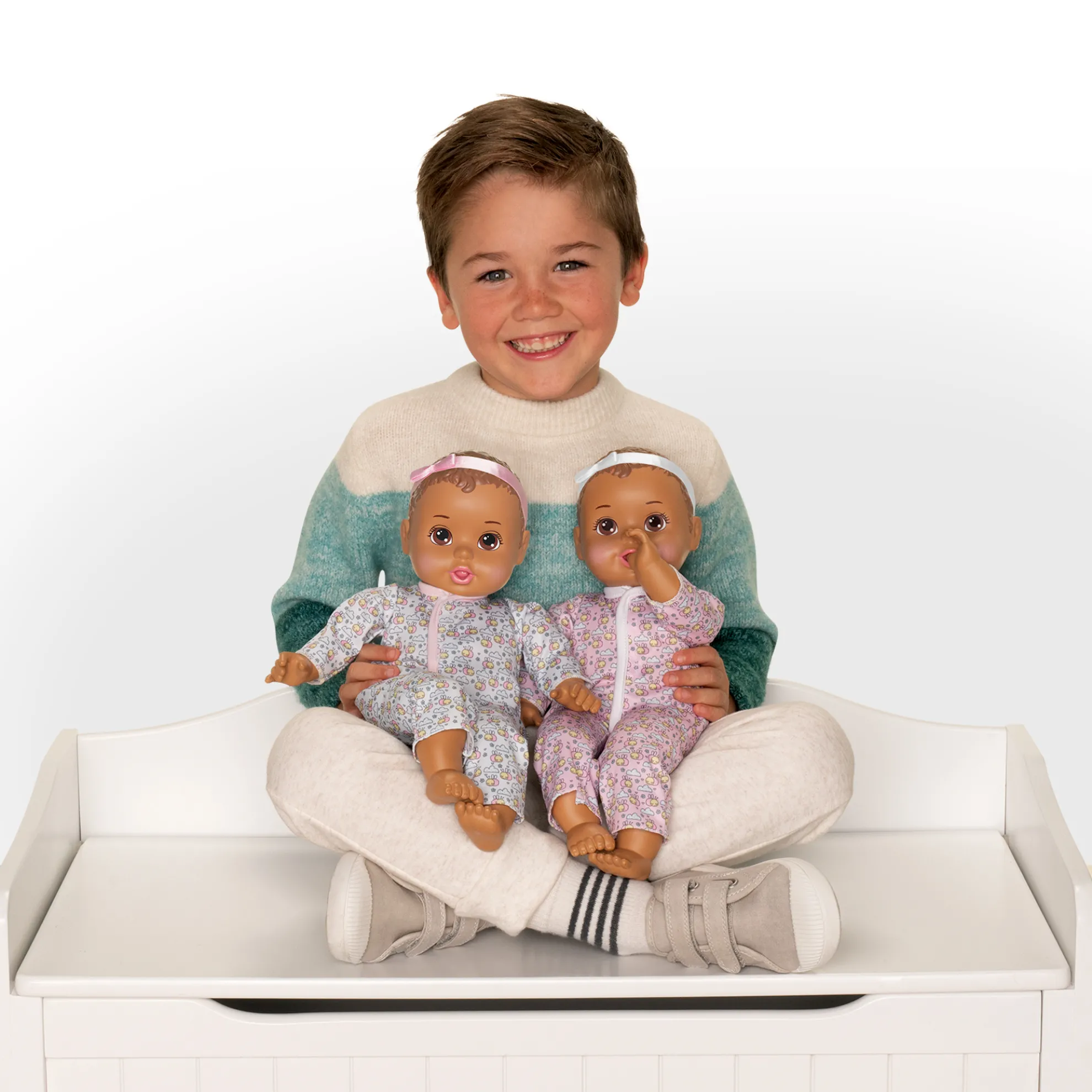 14-Inch My Sweet Baby Twins Twin Girl Dolls Brunette With Brown Eyes