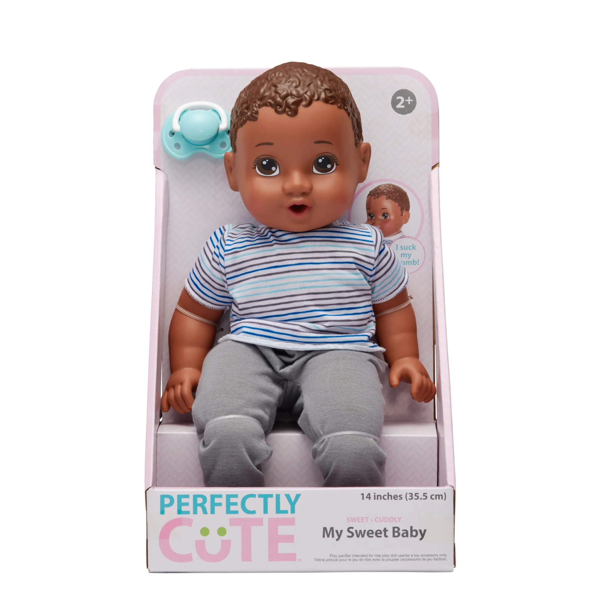 14-Inch My Sweet Baby Boy Doll Dark Brunette Hair With Brown Eyes