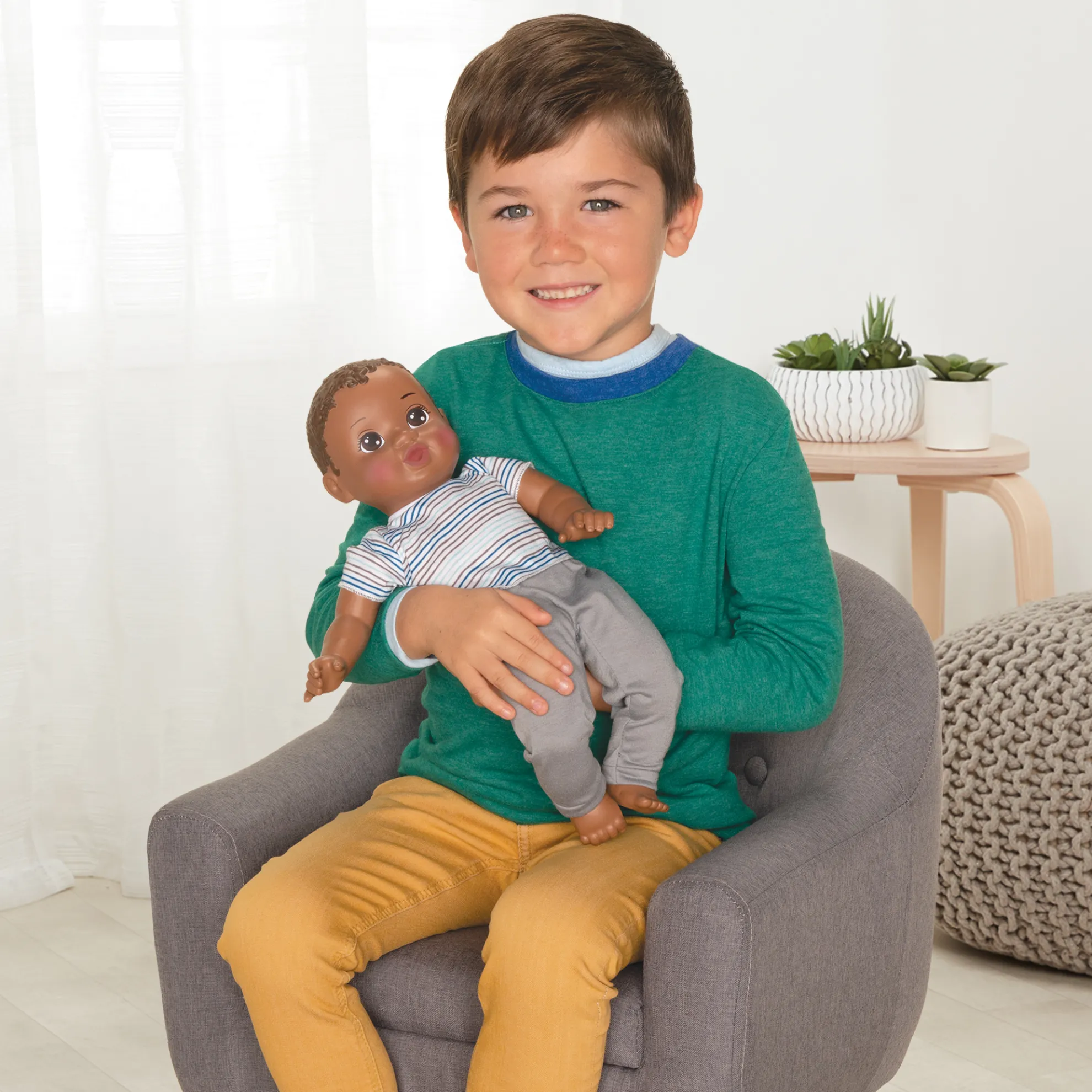 14-Inch My Sweet Baby Boy Doll Dark Brunette Hair With Brown Eyes