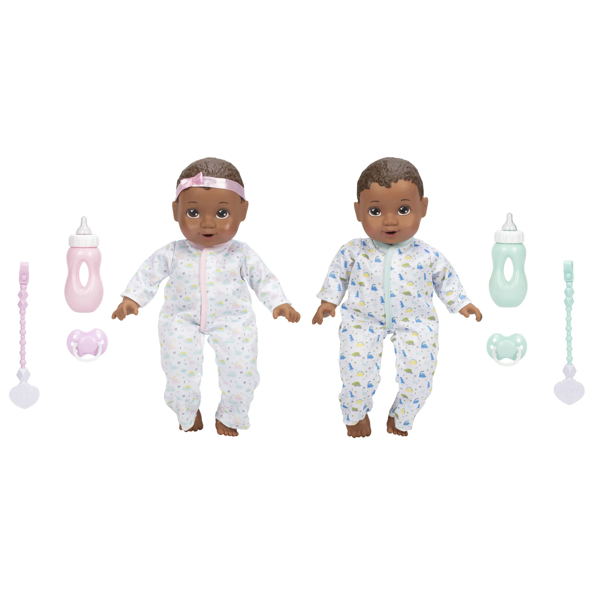 14-Inch My Sweet Baby Twins Twin B/G Dolls Dark Brunette With Brown Eyes