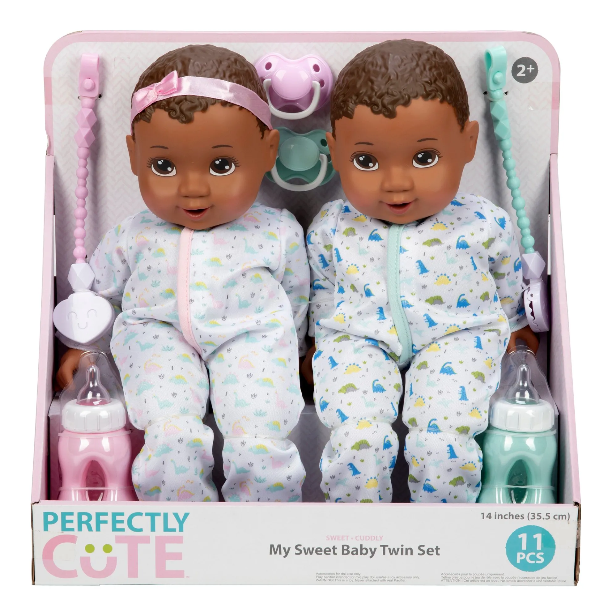 14-Inch My Sweet Baby Twins Twin B/G Dolls Dark Brunette With Brown Eyes
