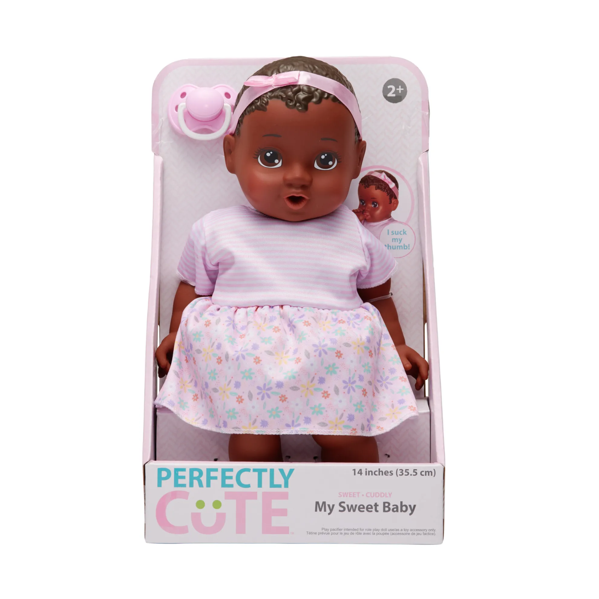 14-Inch My Sweet Baby Girl Doll Dark Brunette Hair With Brown Eyes