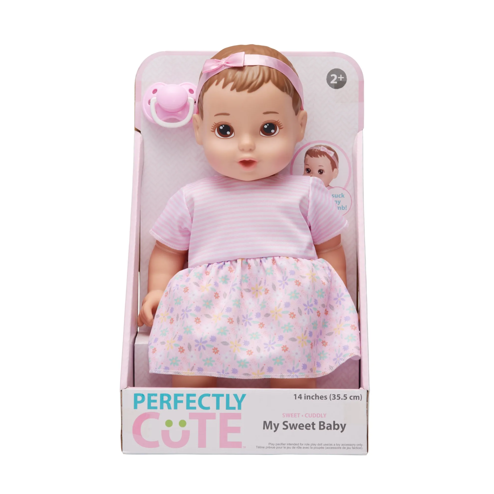 14-Inch My Sweet Baby Girl Doll Light Brunette Hair With Brown Eyes