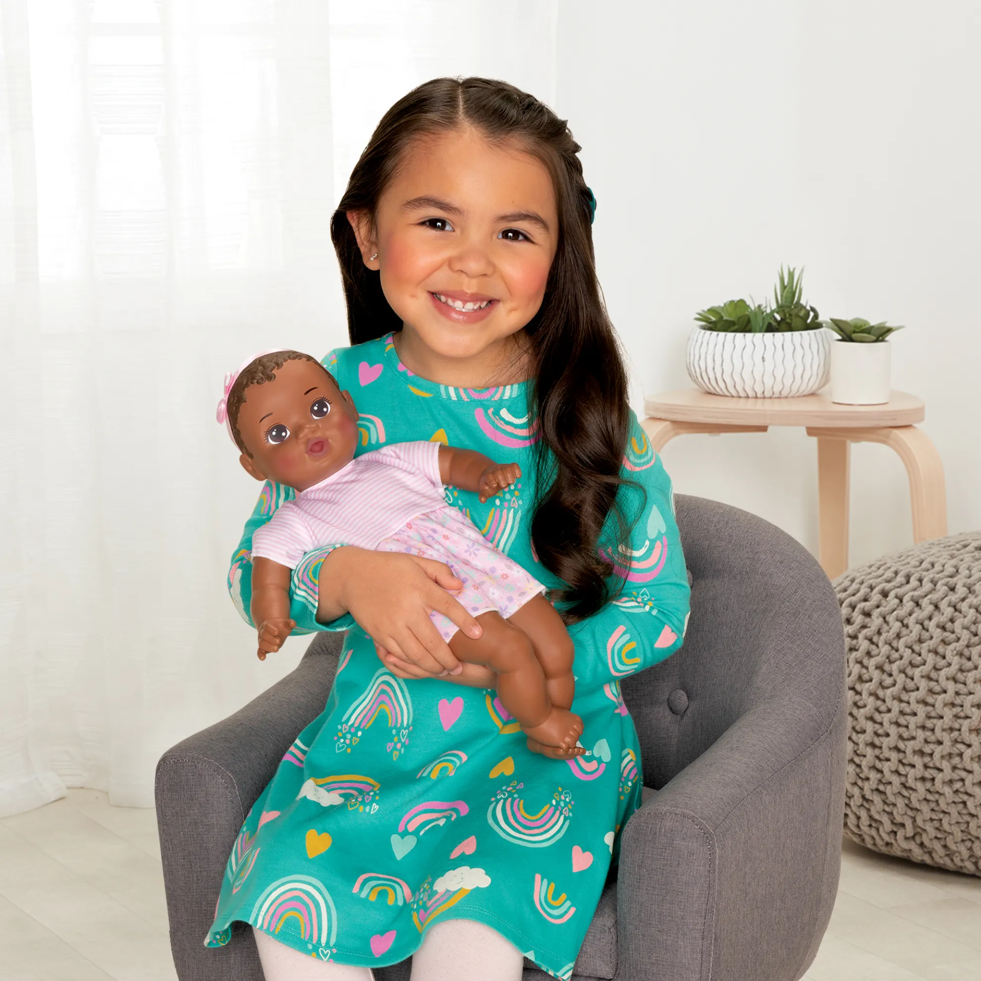 14-Inch My Sweet Baby Girl Doll Brunette Hair With Brown Eyes