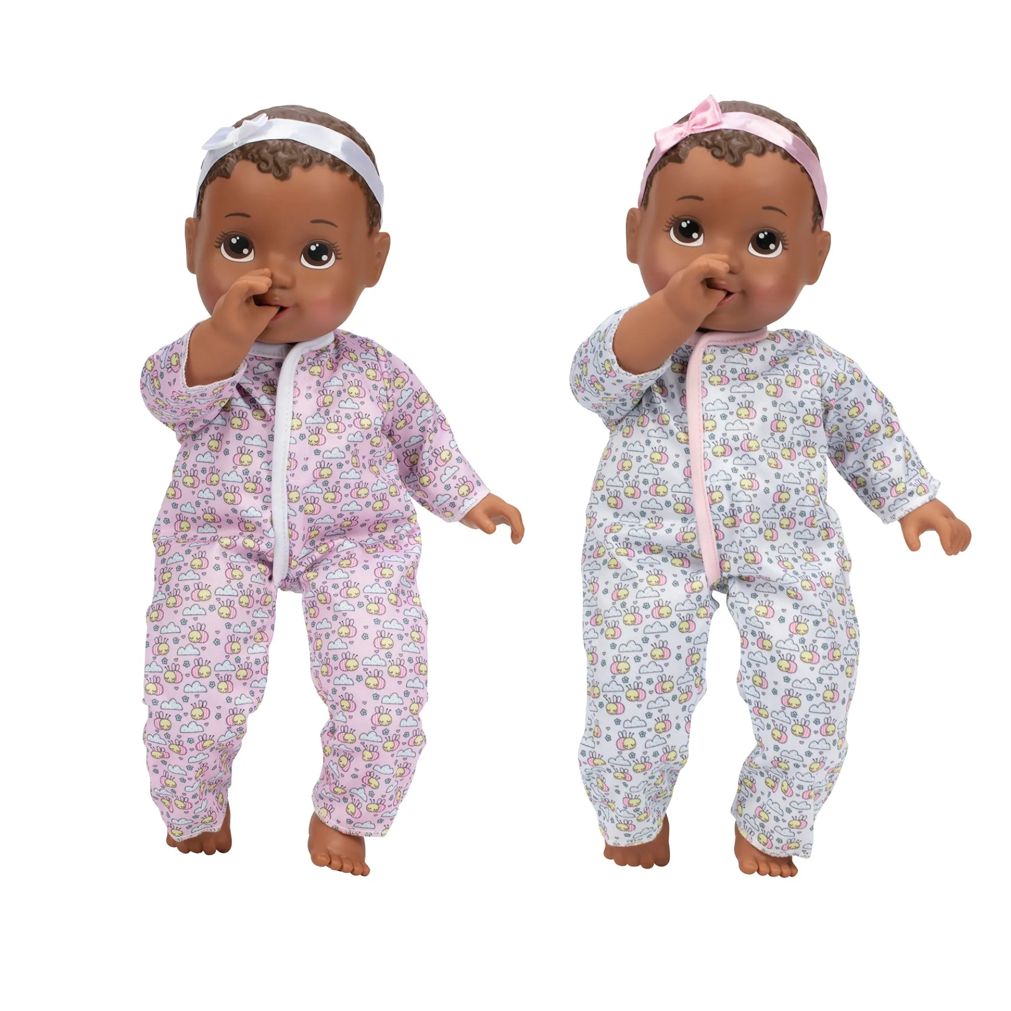 14-Inch My Sweet Baby Twins Twin Girl Dolls Dark Brunette With Brown Eyes