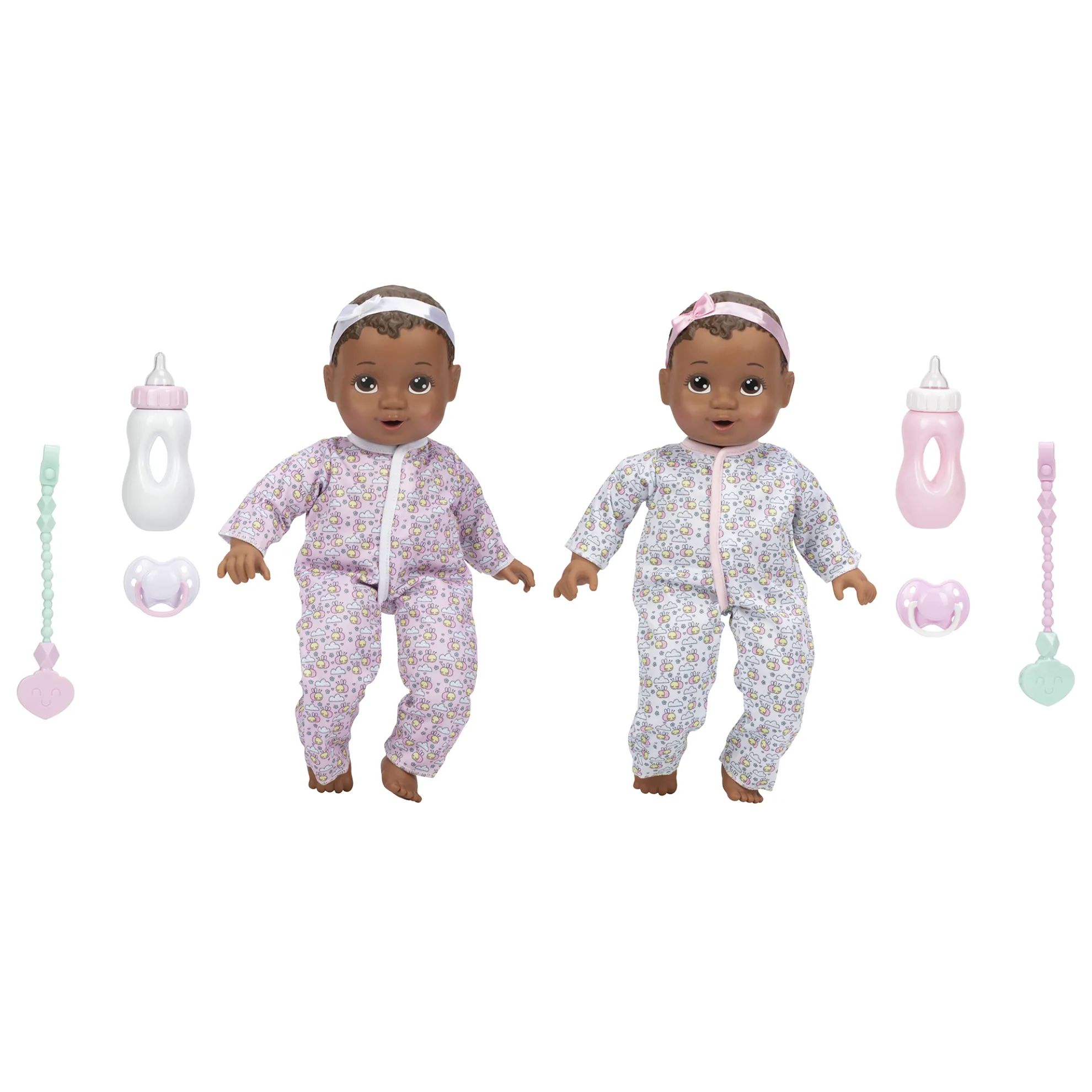 14-Inch My Sweet Baby Twins Twin Girl Dolls Dark Brunette With Brown Eyes