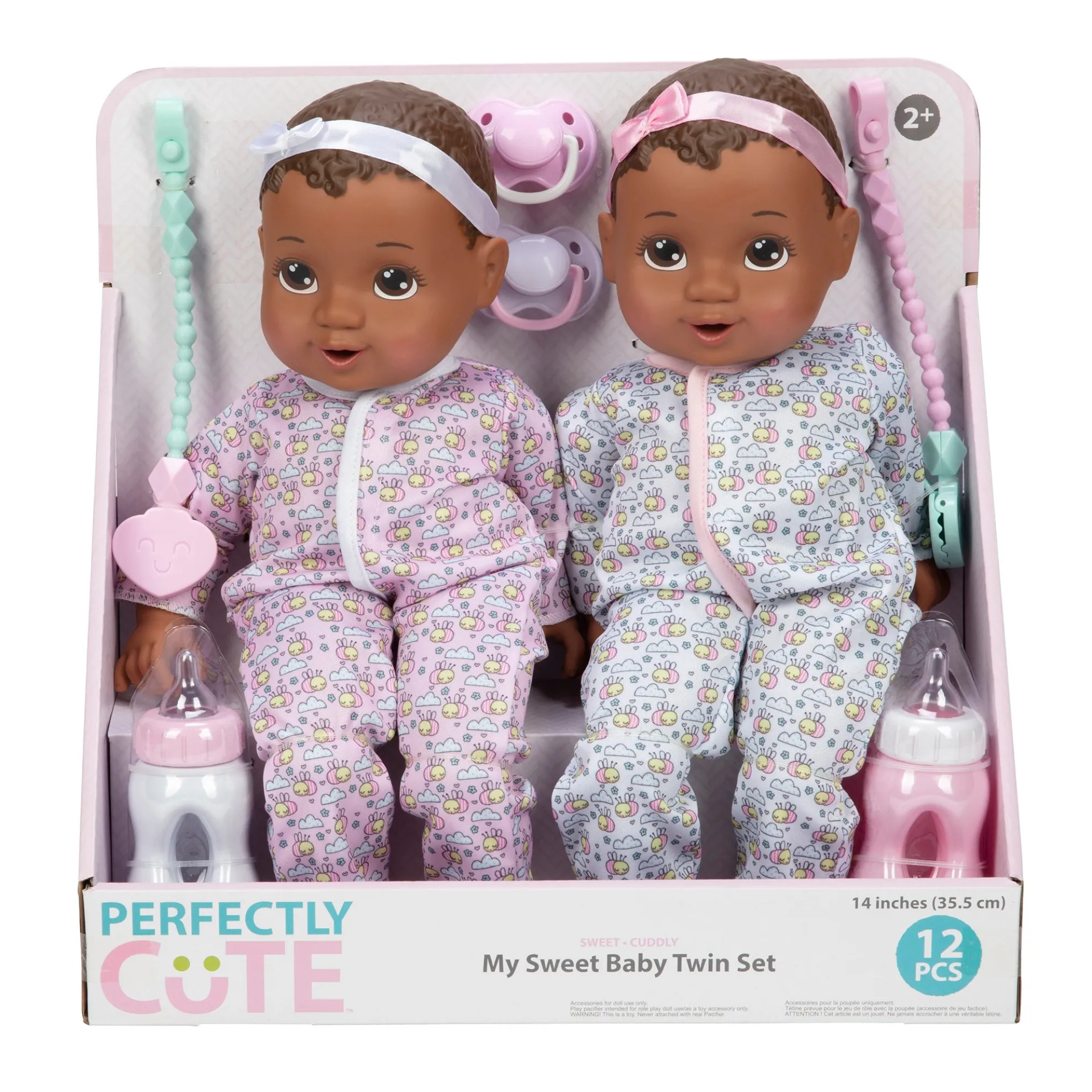 14-Inch My Sweet Baby Twins Twin Girl Dolls Dark Brunette With Brown Eyes