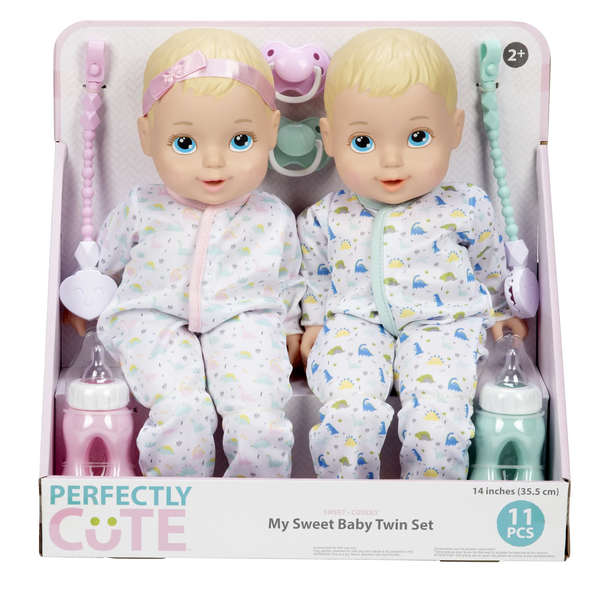 14-Inch My Sweet Baby Twins Twin B/G Dolls Blonde With Blue Eyes