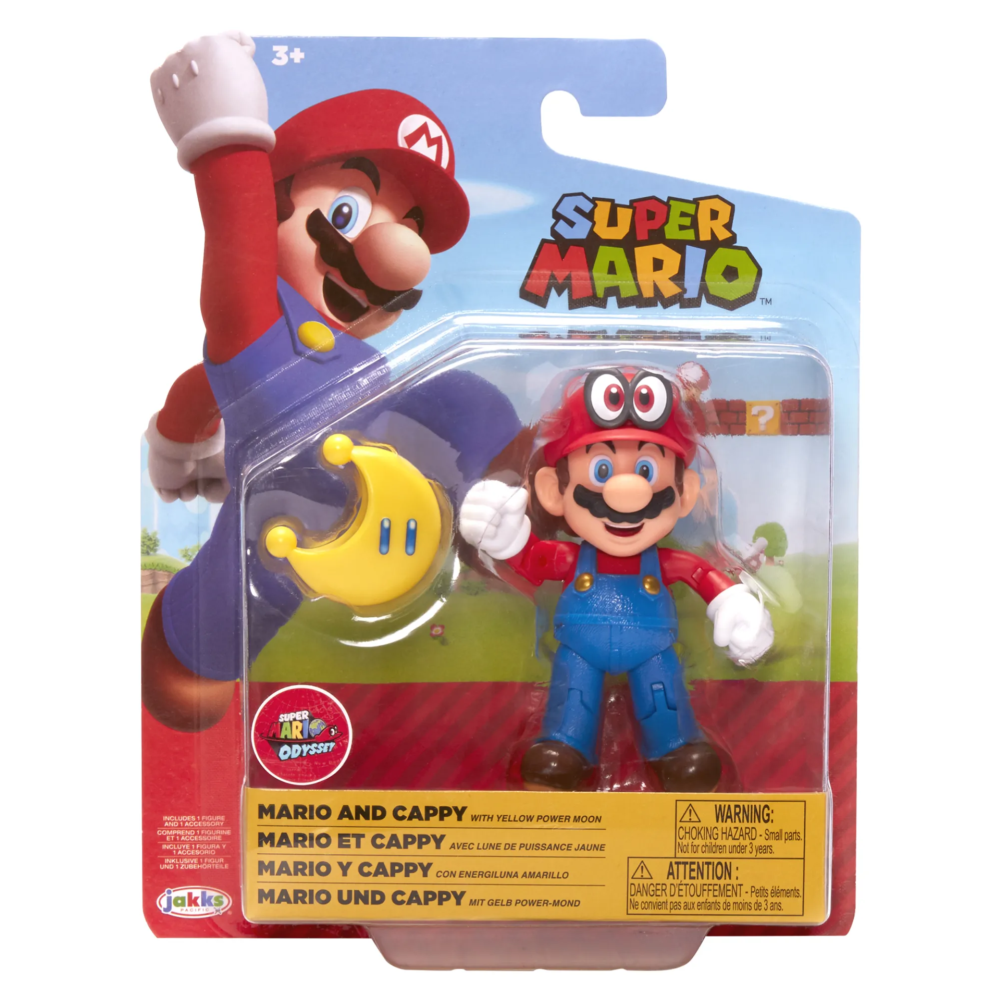 Mario And Cappy With Yellow Power Moon 4-Inch Articulated Figure
