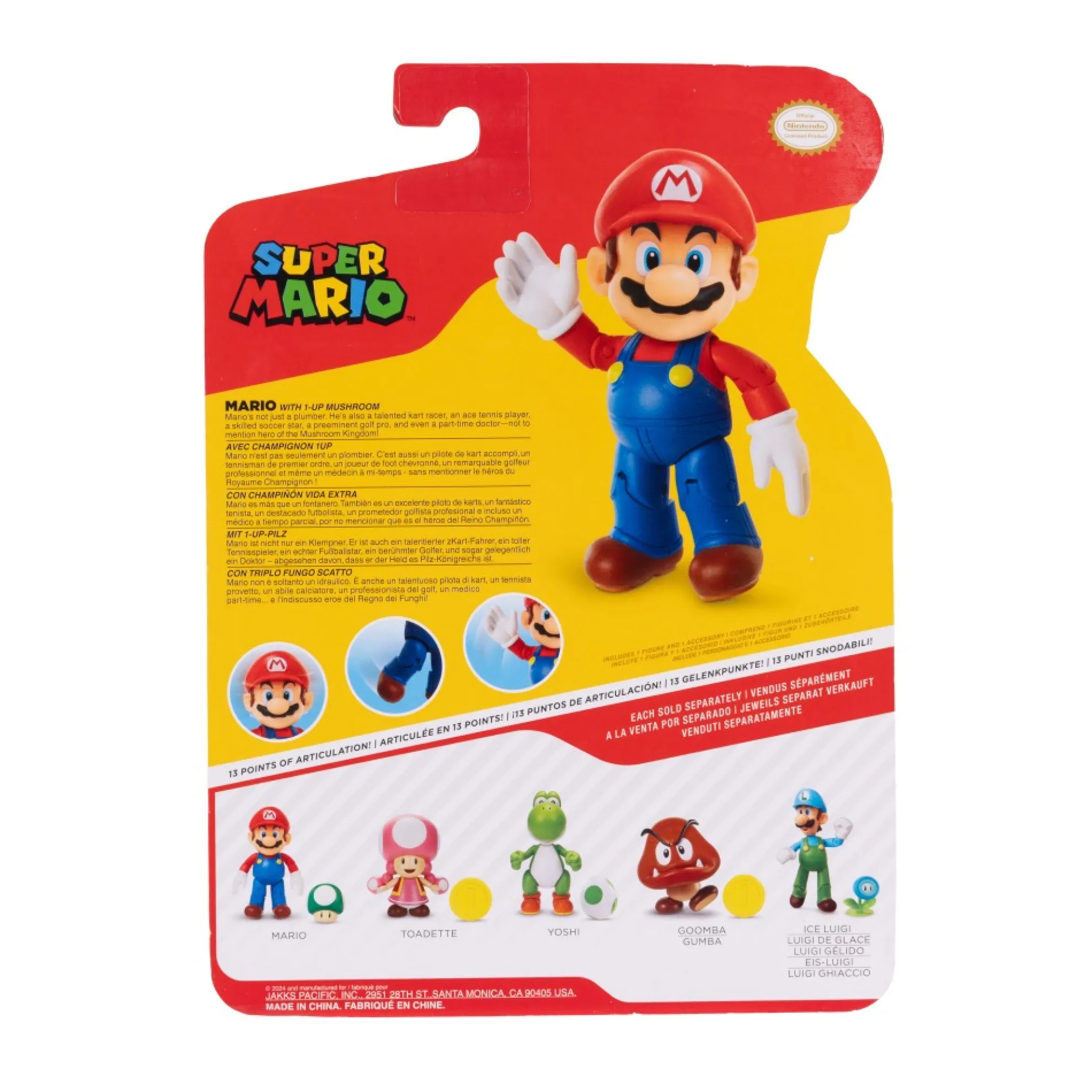 Mario 4-Inch Articulated Figure With 1-Up Mushroom