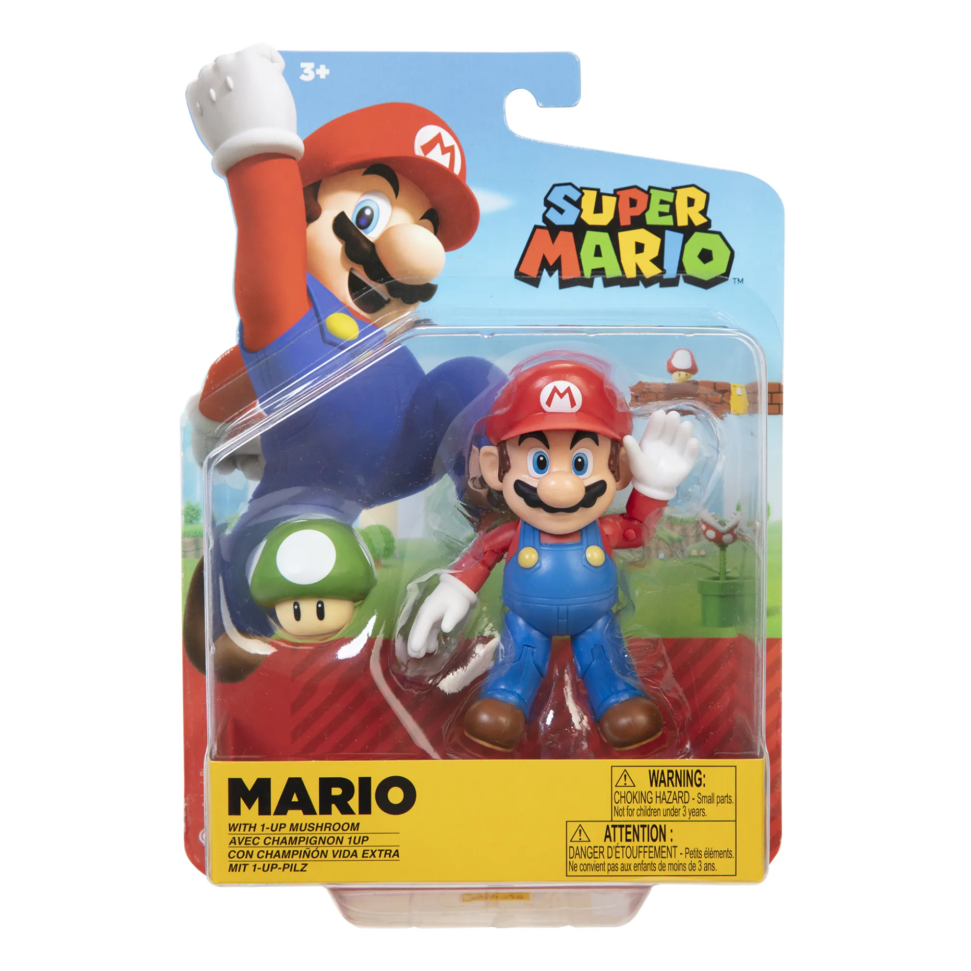 Mario With 1 Up Mushroom 4-Inch Articulated Figure