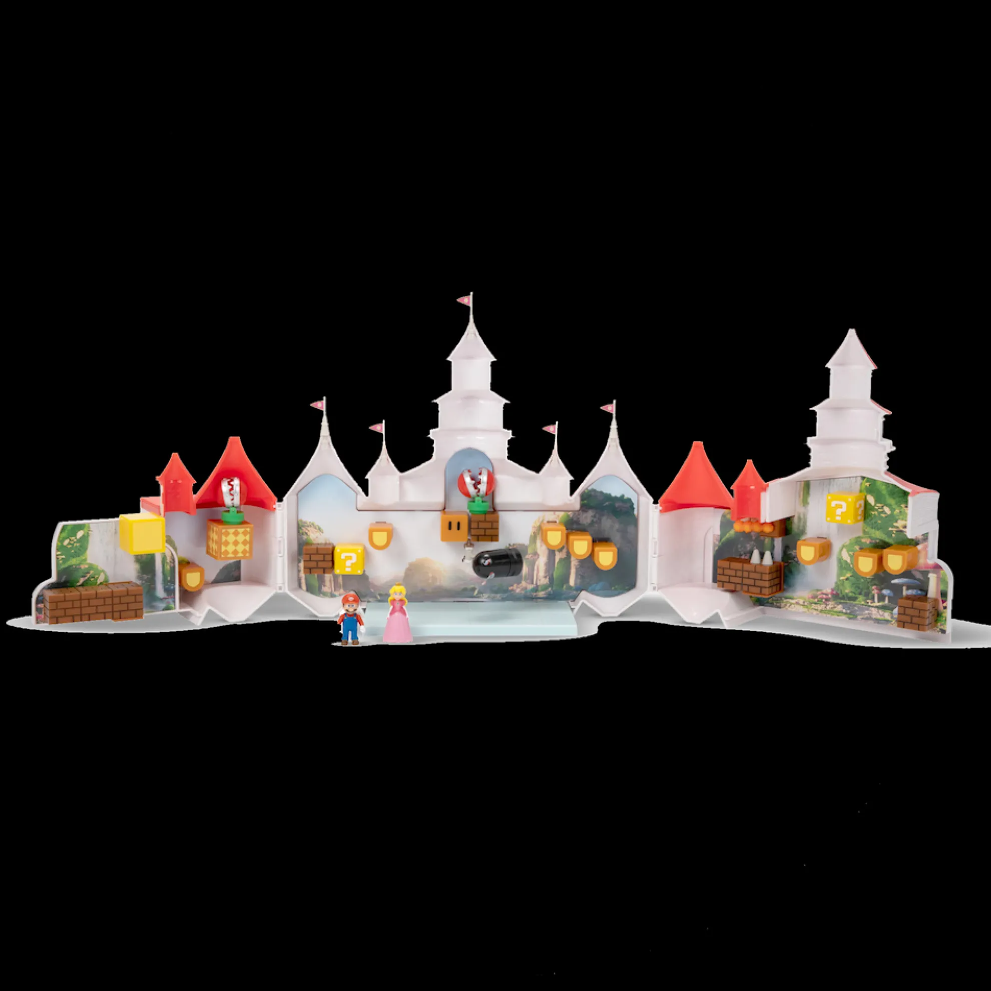 Mushroom Kingdom Castle Playset With Mini 1.25-Inch Mario And Princess Peach Figures