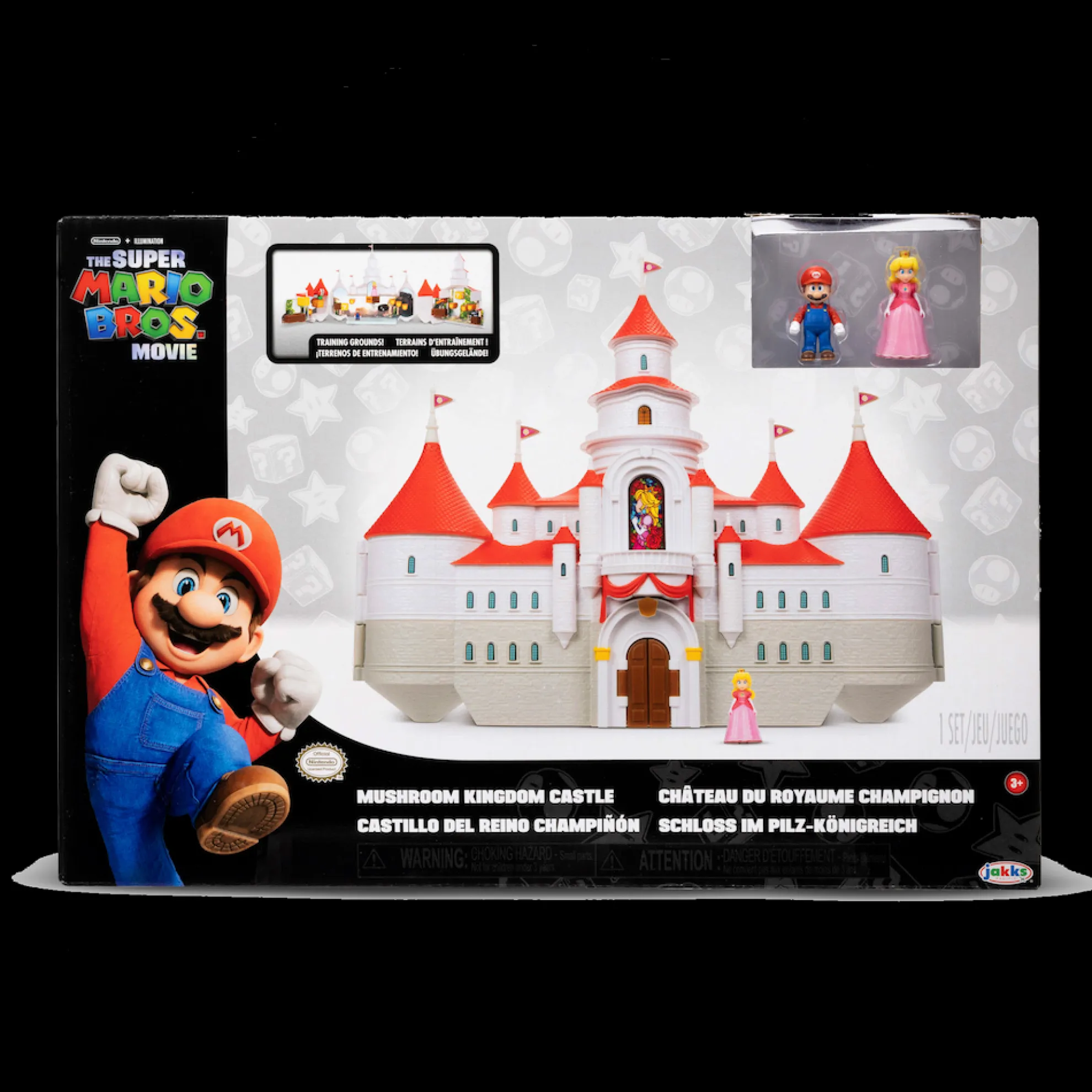 Mushroom Kingdom Castle Playset With Mini 1.25-Inch Mario And Princess Peach Figures