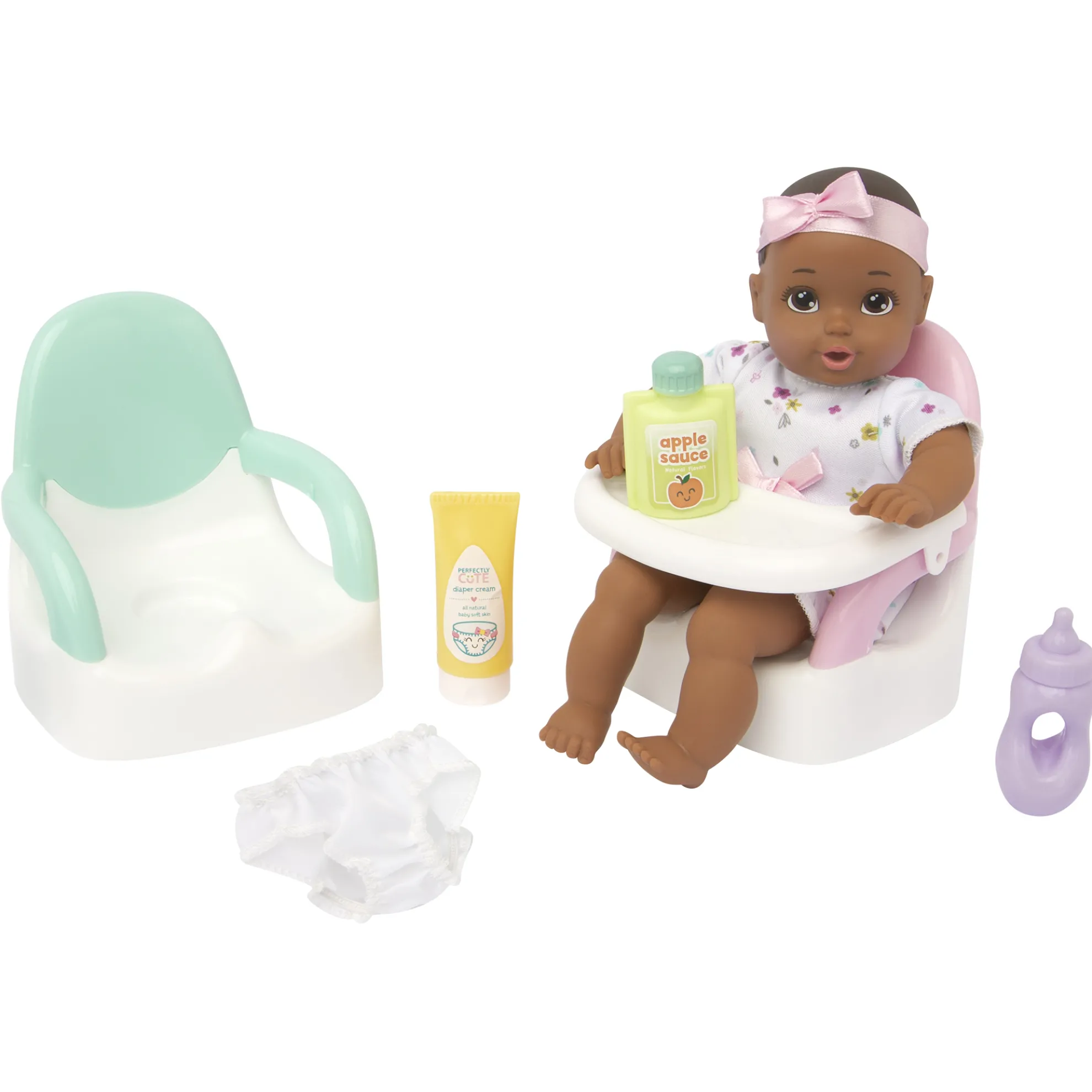 My Lil' Baby Feed & Go Playset 8-Inch Doll Dark Brunette With Brown Eyes