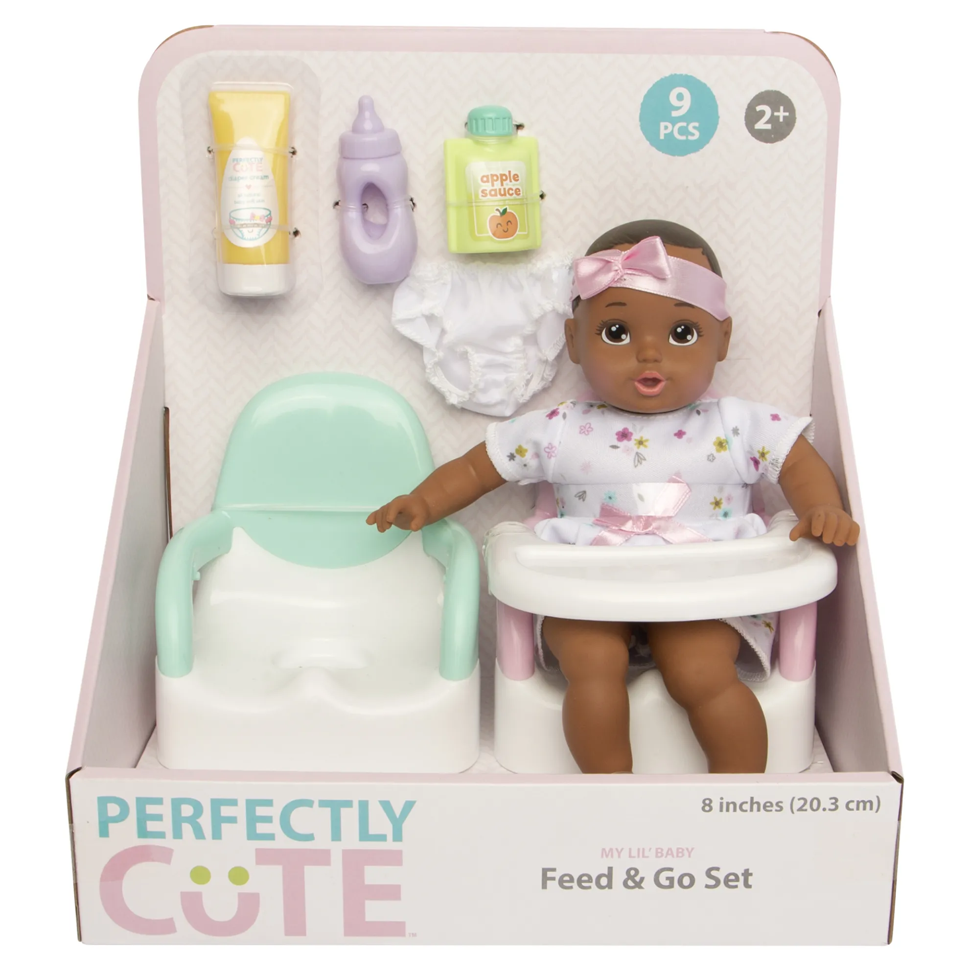 My Lil' Baby Feed & Go Playset 8-Inch Doll Dark Brunette With Brown Eyes