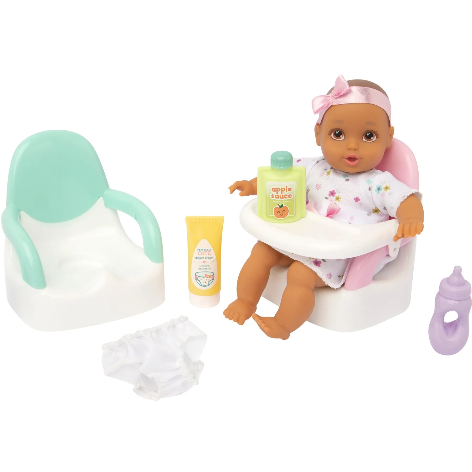 My Lil' Baby Feed & Go Playset 8-Inch Doll Brunette With Brown Eyes
