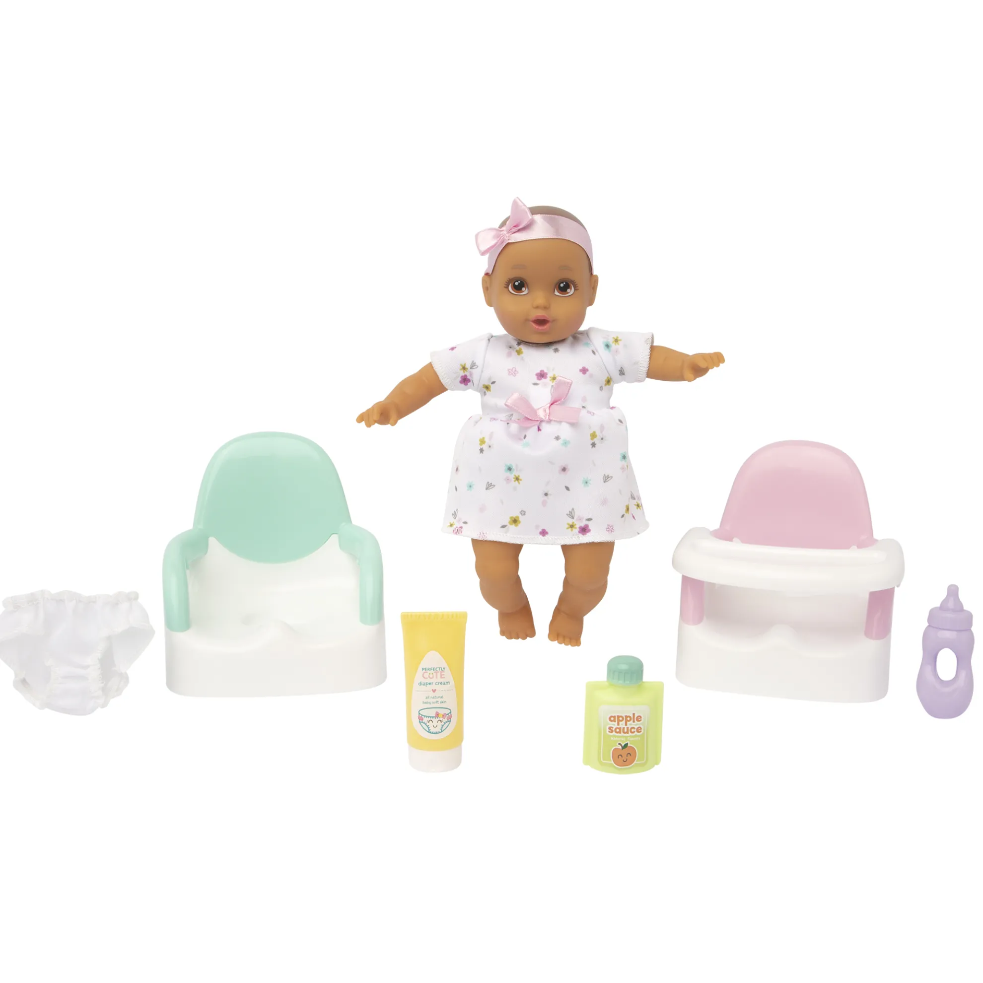 My Lil' Baby Feed & Go Playset 8-Inch Doll Brunette With Brown Eyes