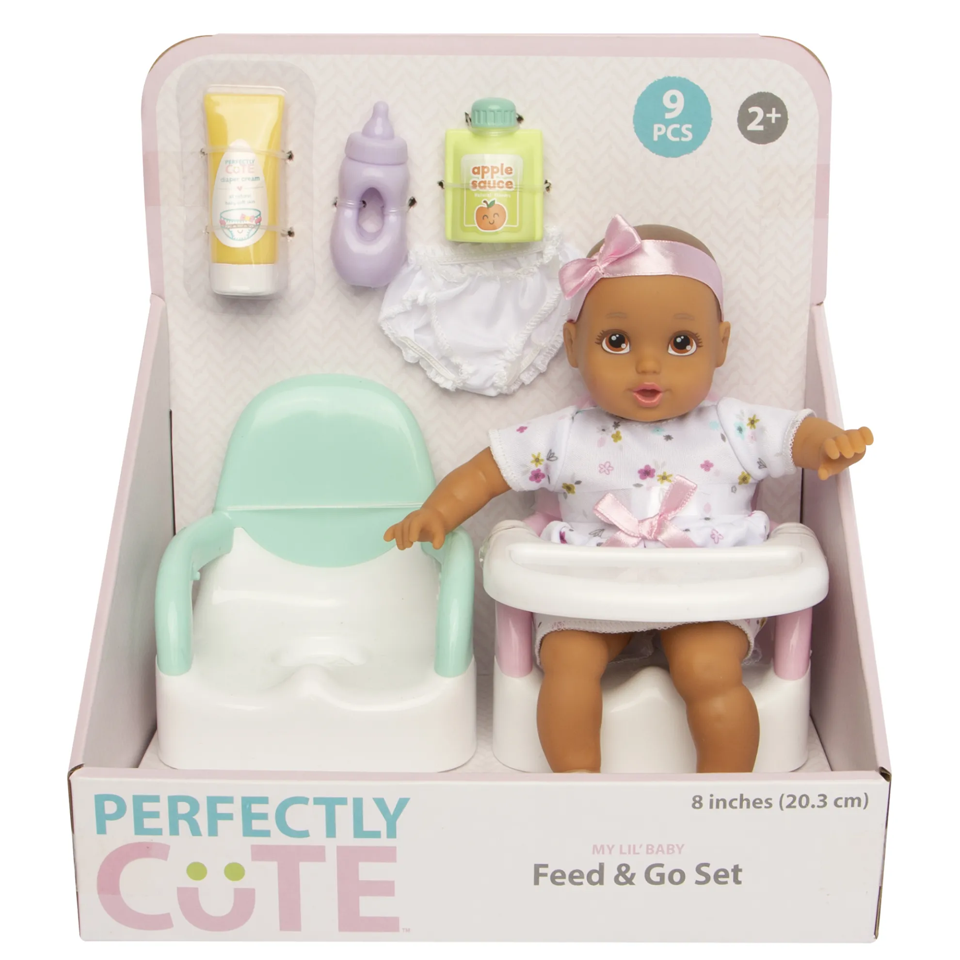 My Lil' Baby Feed & Go Playset 8-Inch Doll Brunette With Brown Eyes