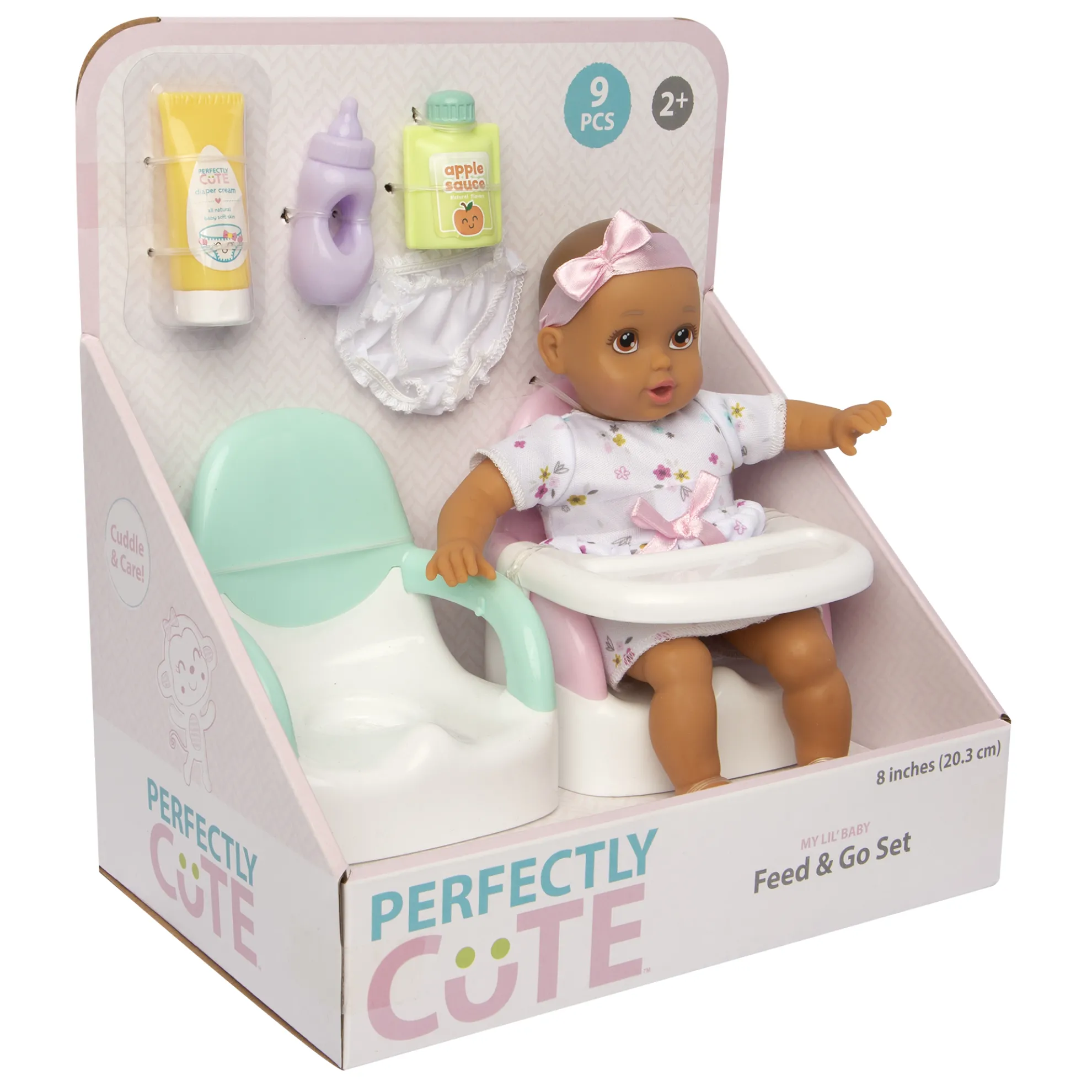 My Lil' Baby Feed & Go Playset 8-Inch Doll Brunette With Brown Eyes