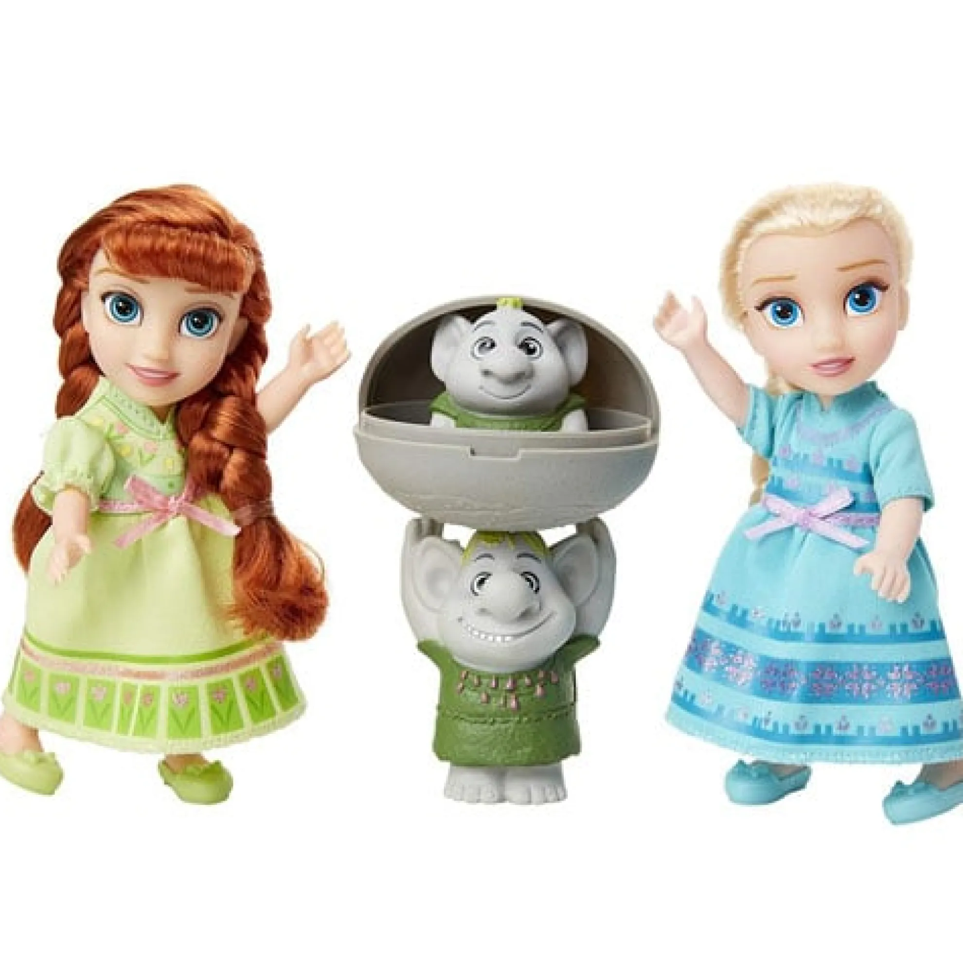 Petite Anna & Elsa Dolls With Surprise Trolls Gift Set