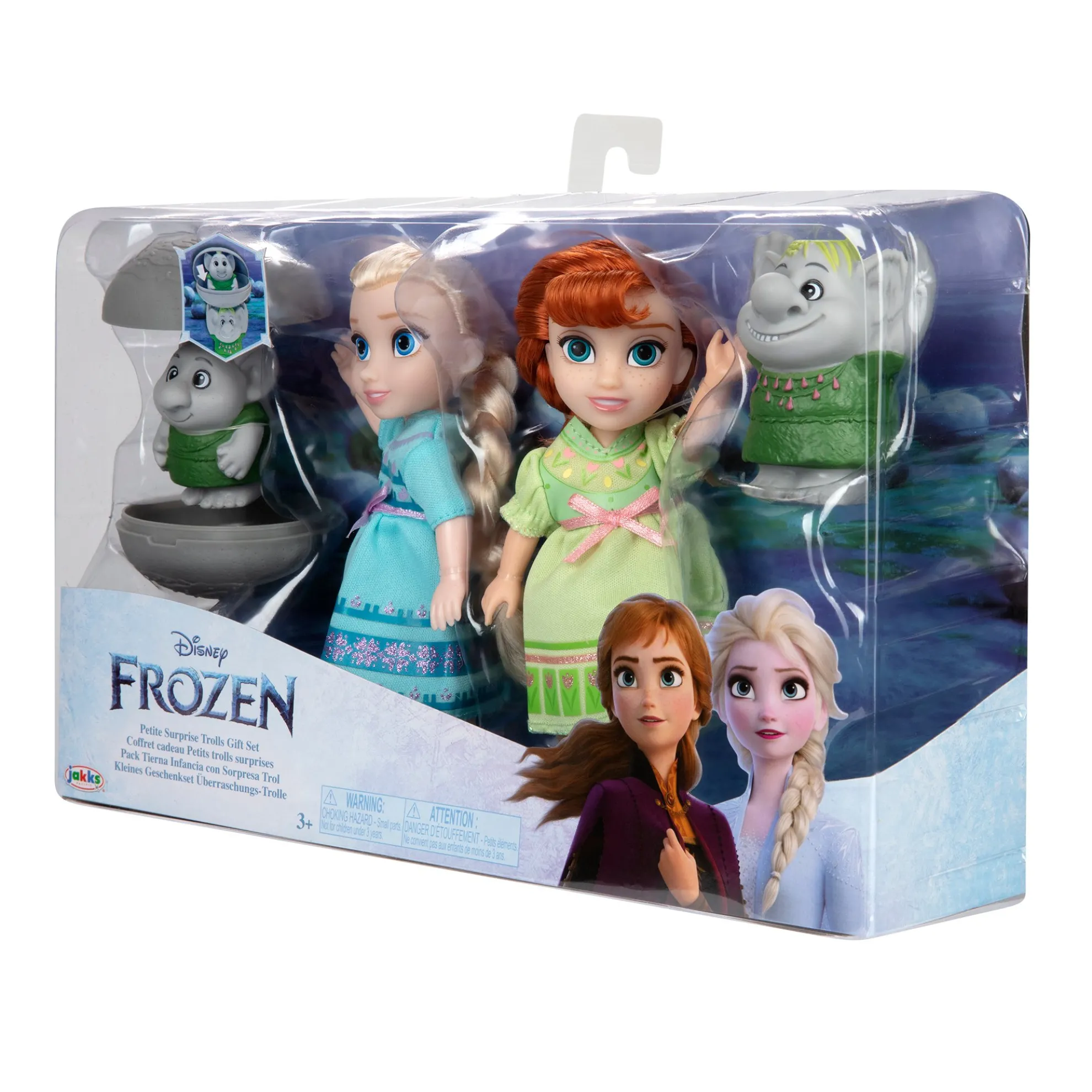 Petite Anna & Elsa Dolls With Surprise Trolls Gift Set