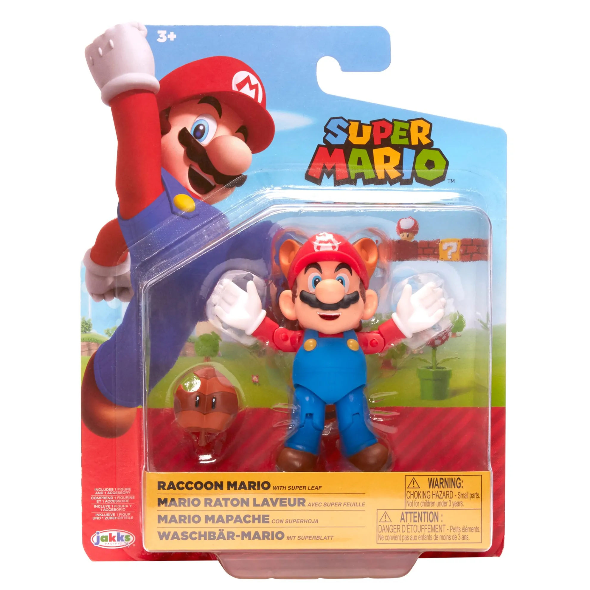 Raccoon Mario With Super Leaf 4-Inch Articulated Figure