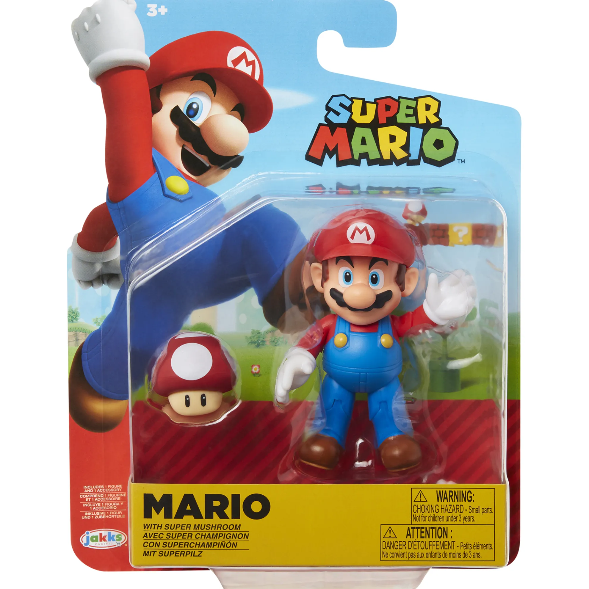 Super Mario With Red Mushroom 4-Inch Articulated Figure